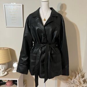 Vintage outer edge faux leather jacket
